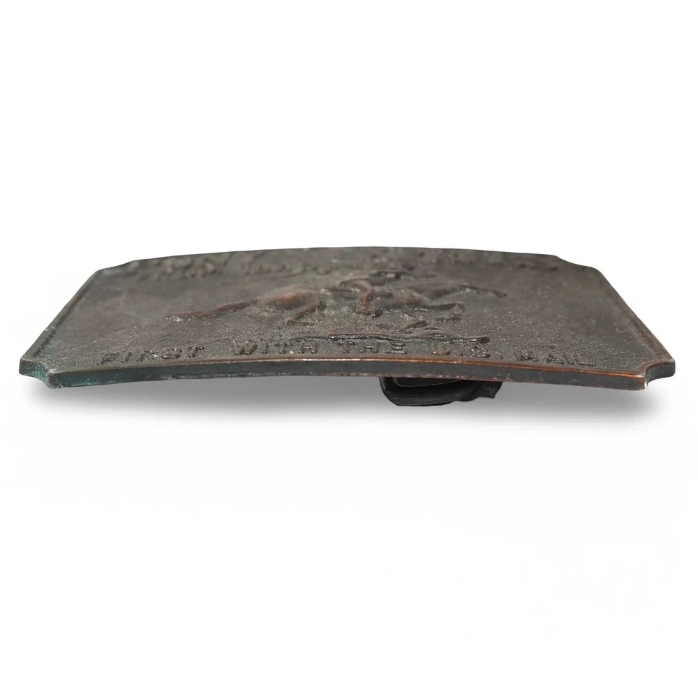 Vintage Pony Express From 1849 Belt Buckle Western Cowboy Horse US Mail Bronze‎